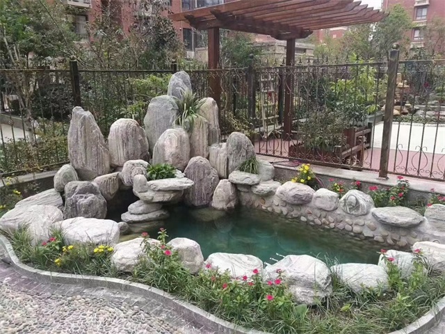 神农架庭院假山鱼池制作视频
