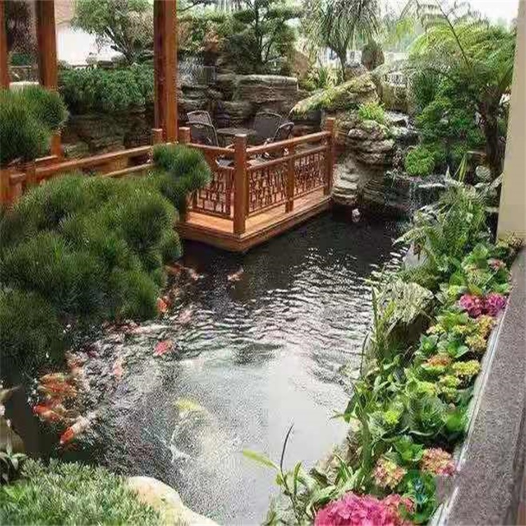 神农架大型庭院假山鱼池景观设计